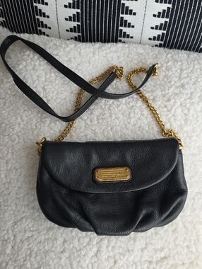 Marc by Marc Jacobs Black Leather Crossbody with Gold Chain
